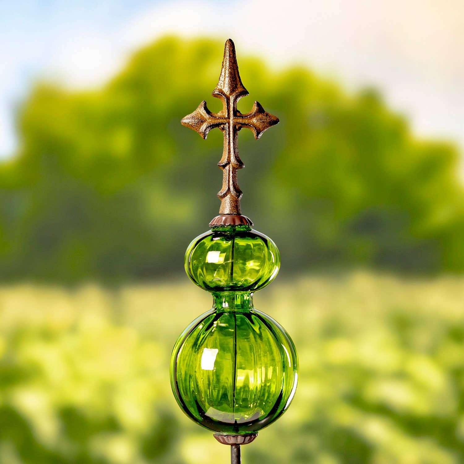 55" Tall Glass Globe Iron Garden Stake- 6 Assorted