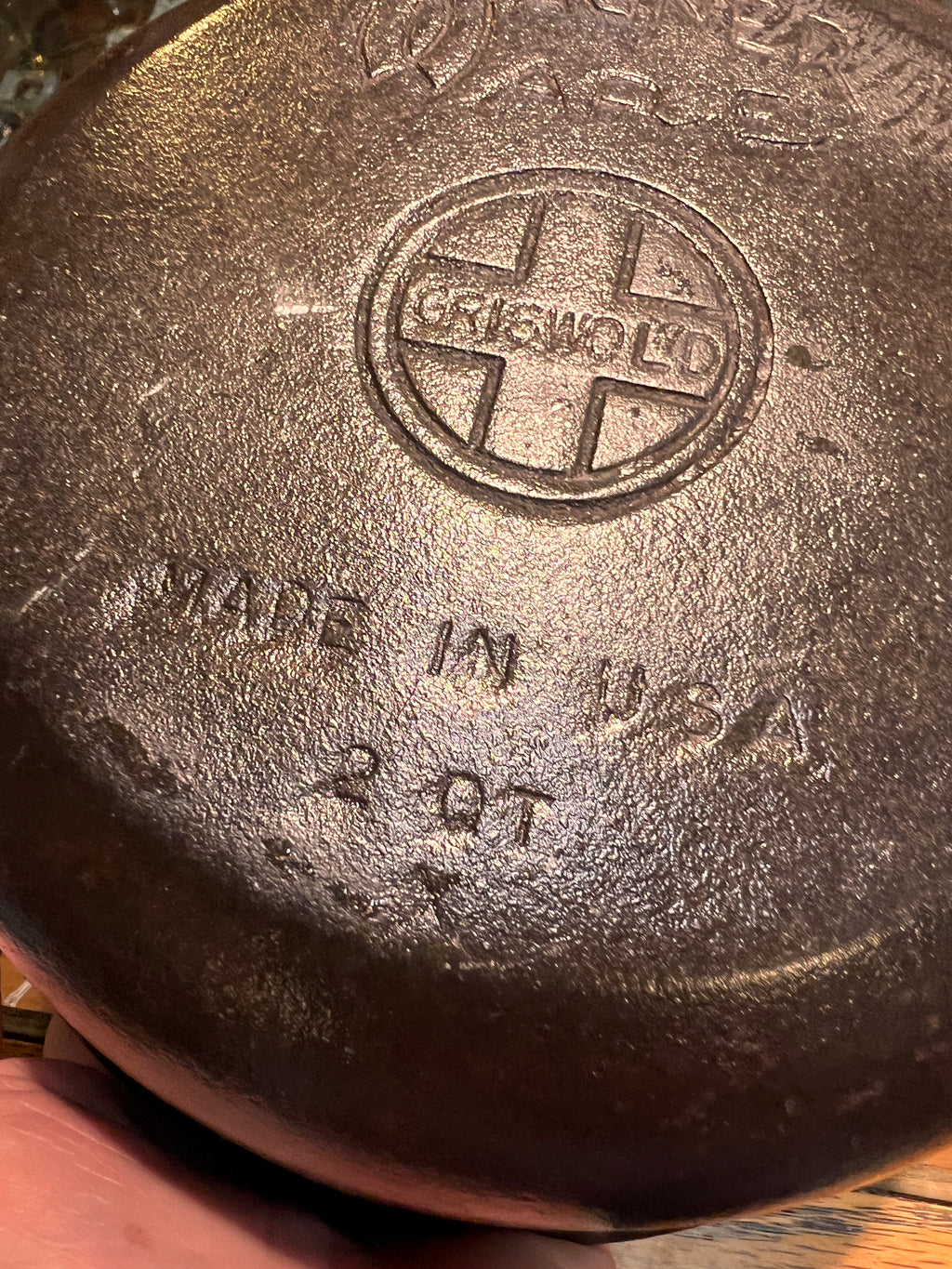 Wagner Ware / Griswold 2 Qt Cast Iron Dutch Oven Dual-branded, Made in USA