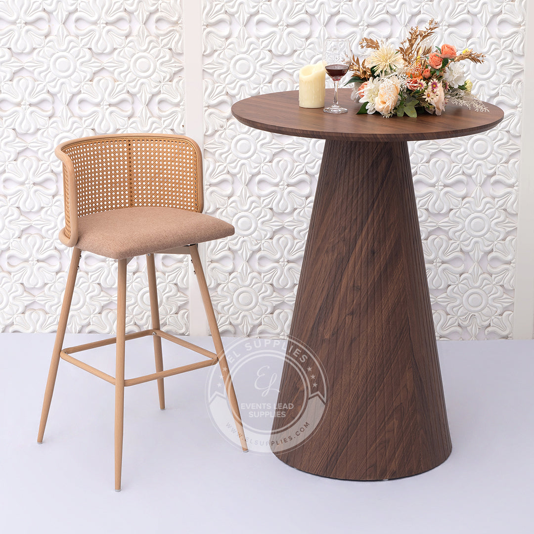 IMLIL Brown Rattan Swivel Barstool
