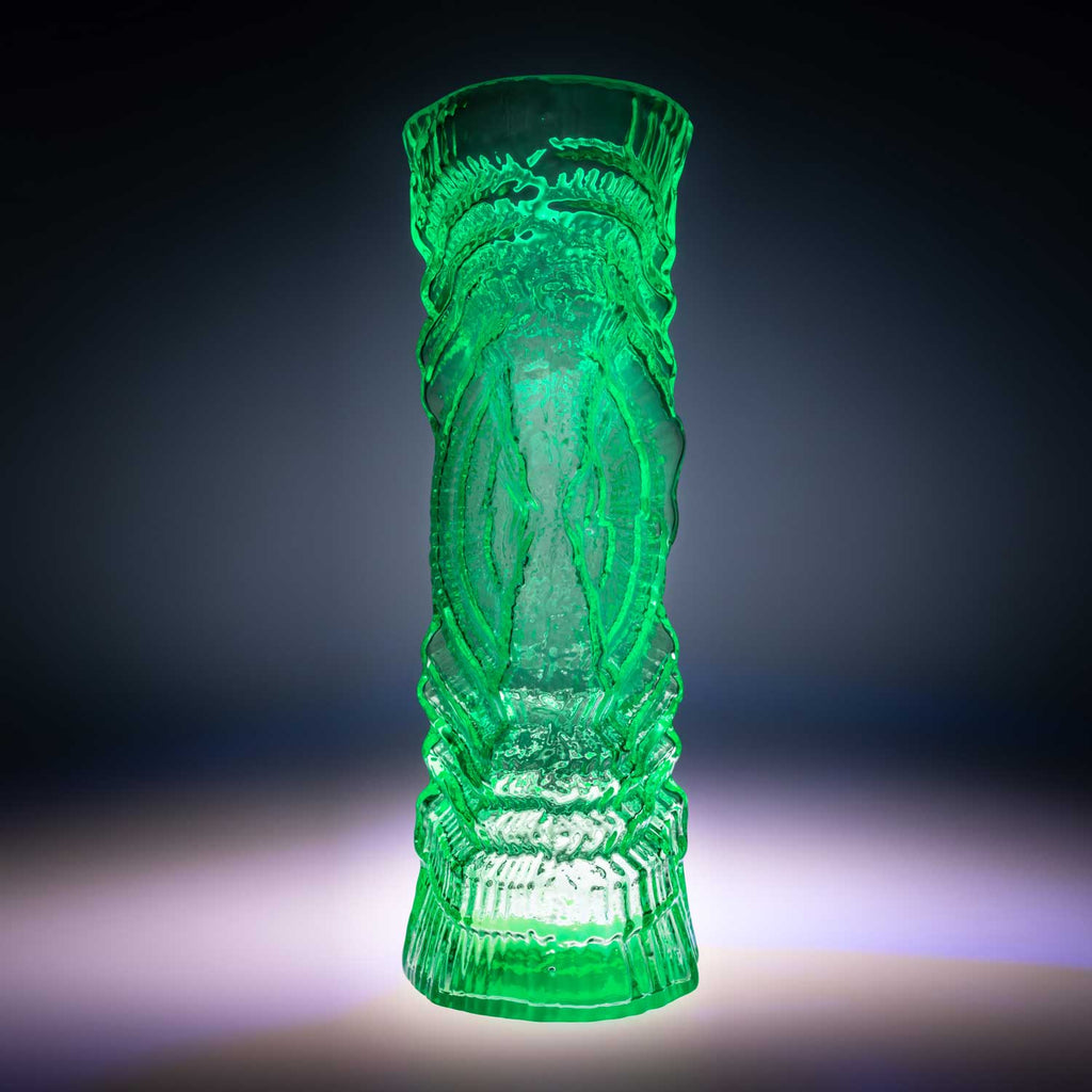 Green Uranium Glass Vase - Big Tree, Glass, Czech Republic