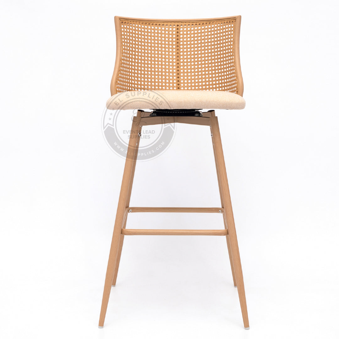 ASILAH Beige Rattan Swivel Barstool
