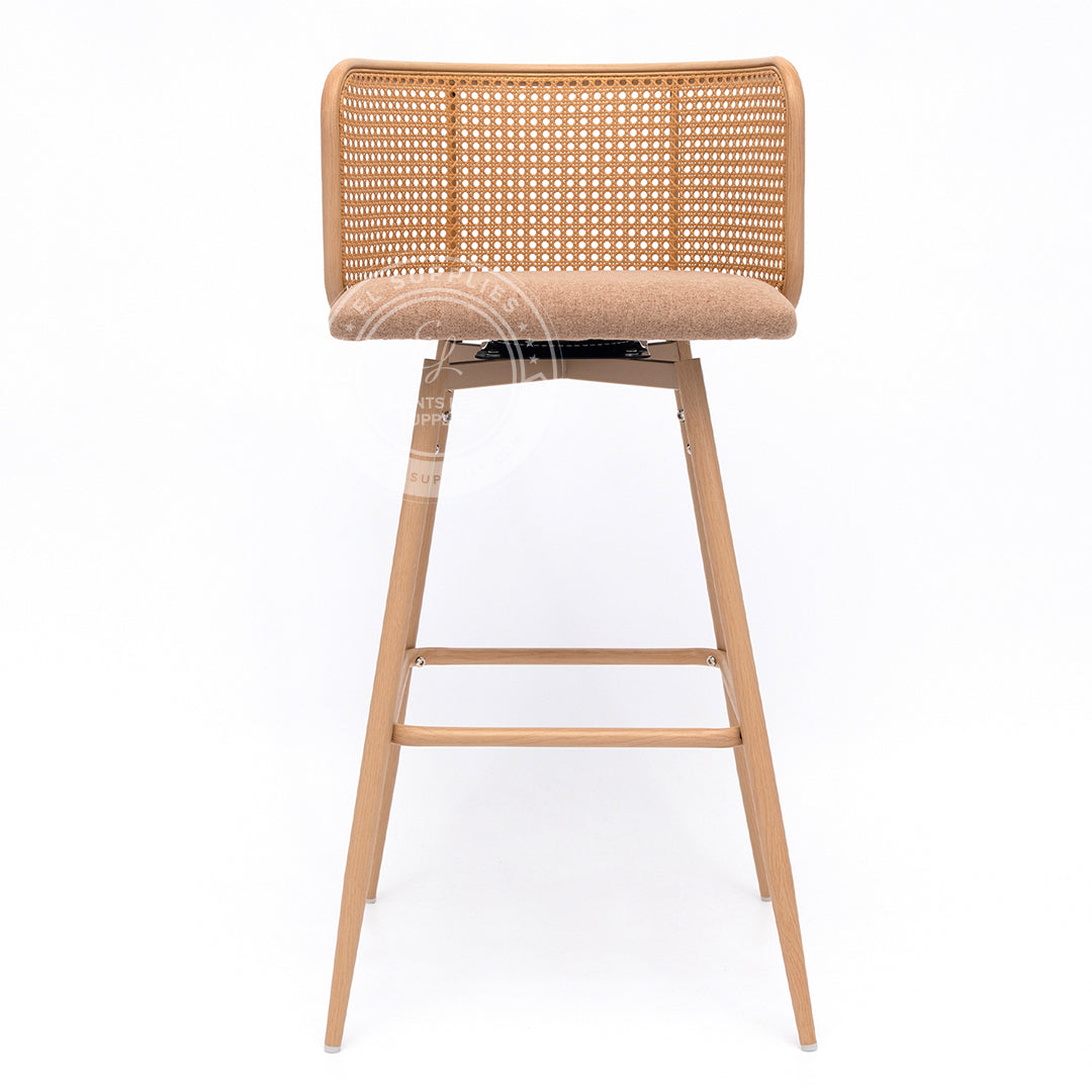 IMLIL Brown Rattan Swivel Barstool
