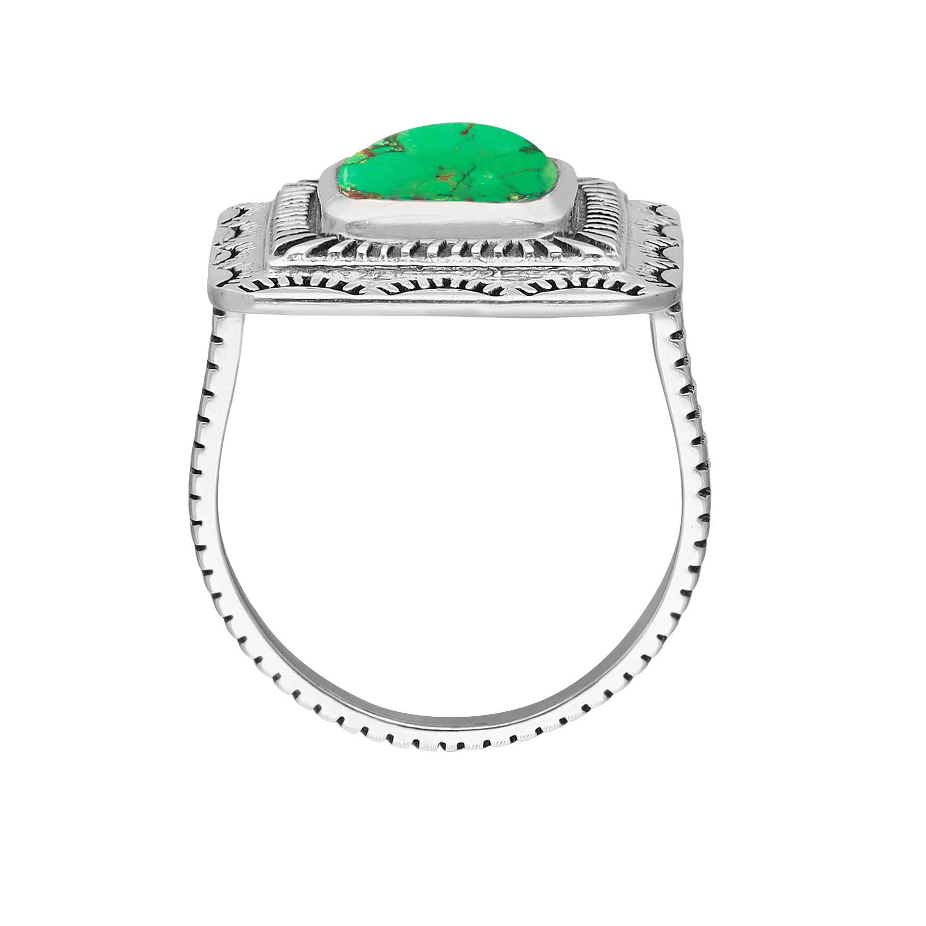 Green Mohave Turquoise 925 Sterling Silver Statement Ring: 10