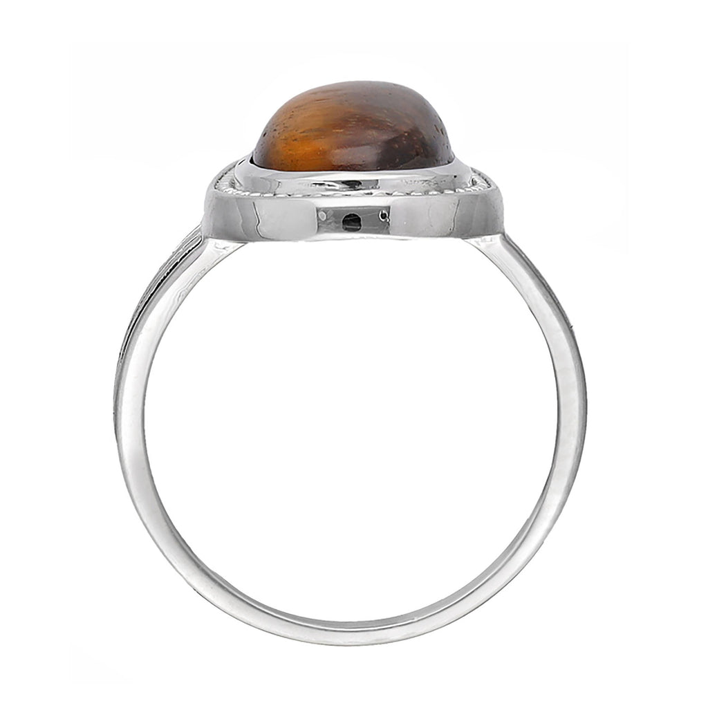 Bohemian Oval Tiger's Eye Sterling Silver Statement Ring: 8