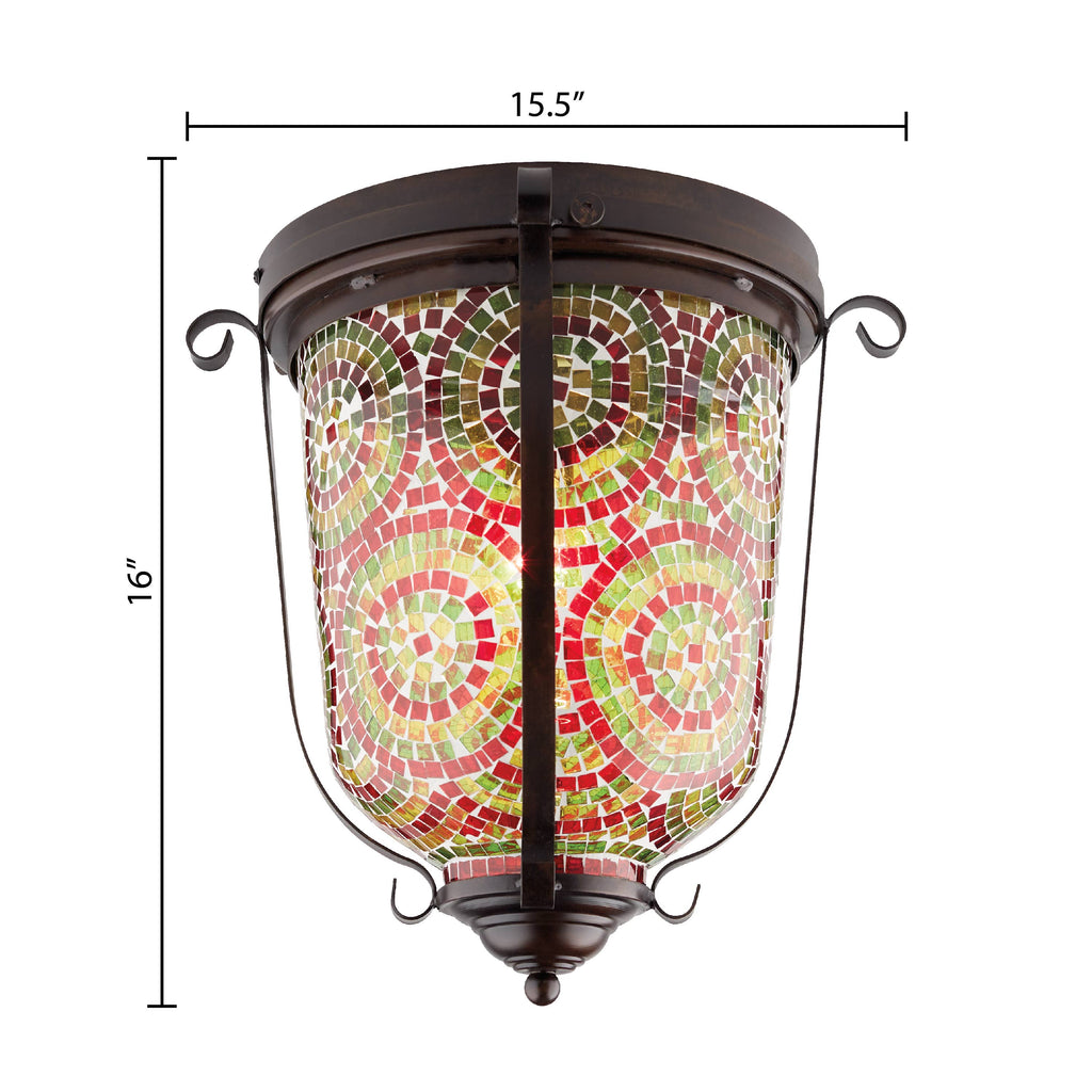 15.5" Anjelica Bullet-Shaped Red & Green Glass Ceiling Light