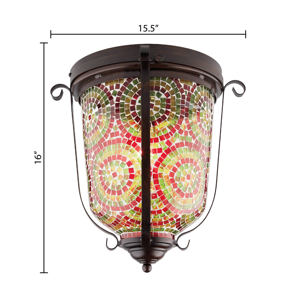 15.5" Anjelica Bullet-Shaped Red & Green Glass Ceiling Light