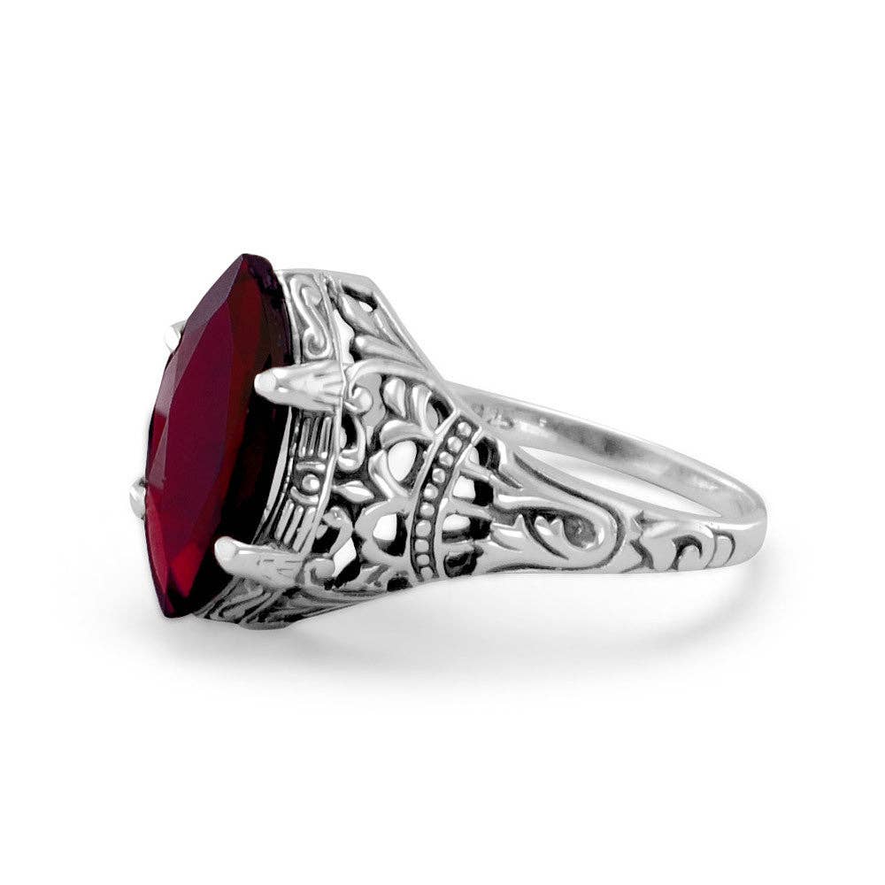 Oxidized Marquise Garnet Ring: 7