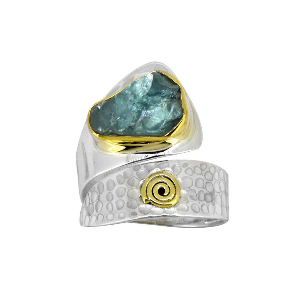 Raw Neon Apatite 925 Sterling Silver Brass Stylish Ring: 7