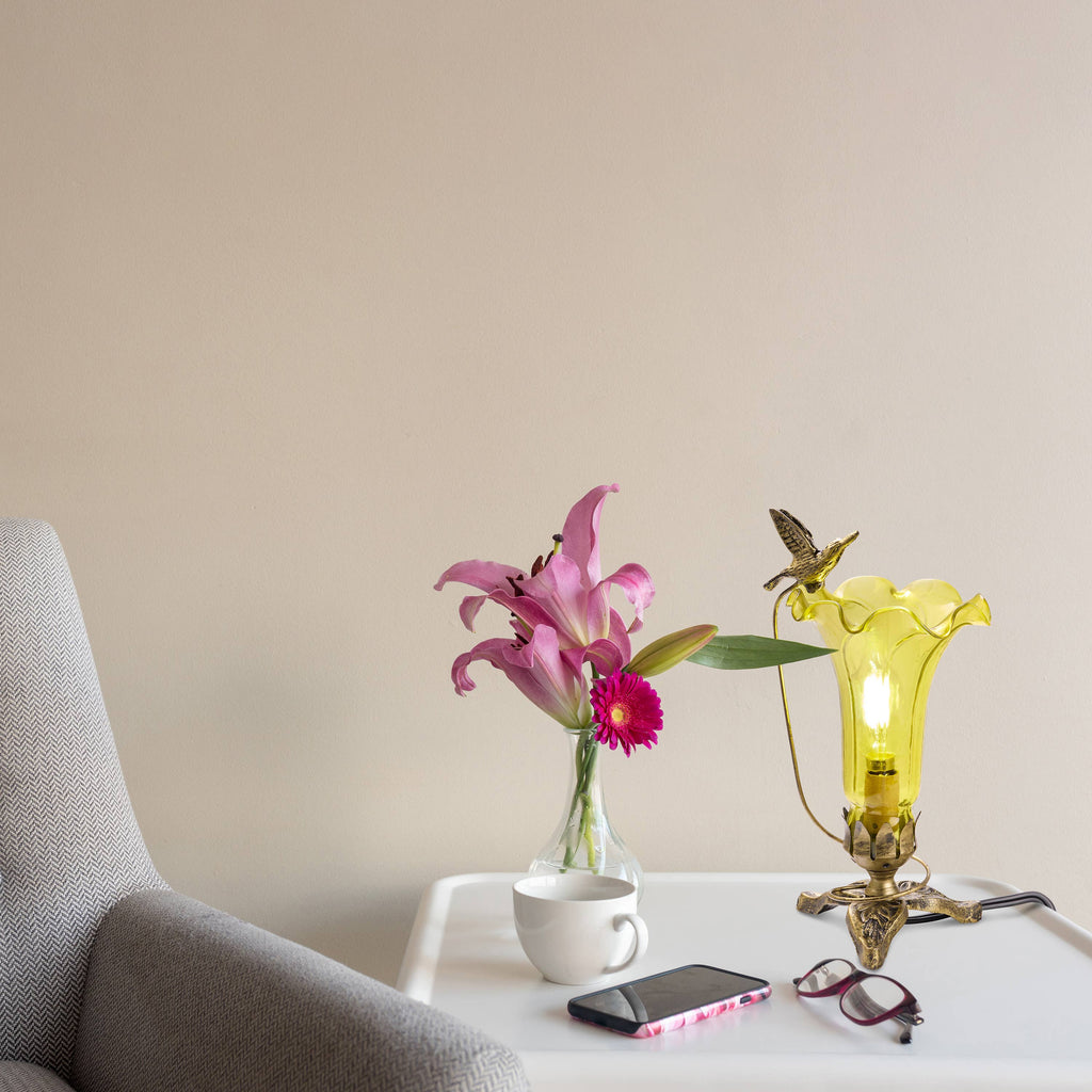 10.25"H Yellow Hand Blown Glass Lily Accent Lamp