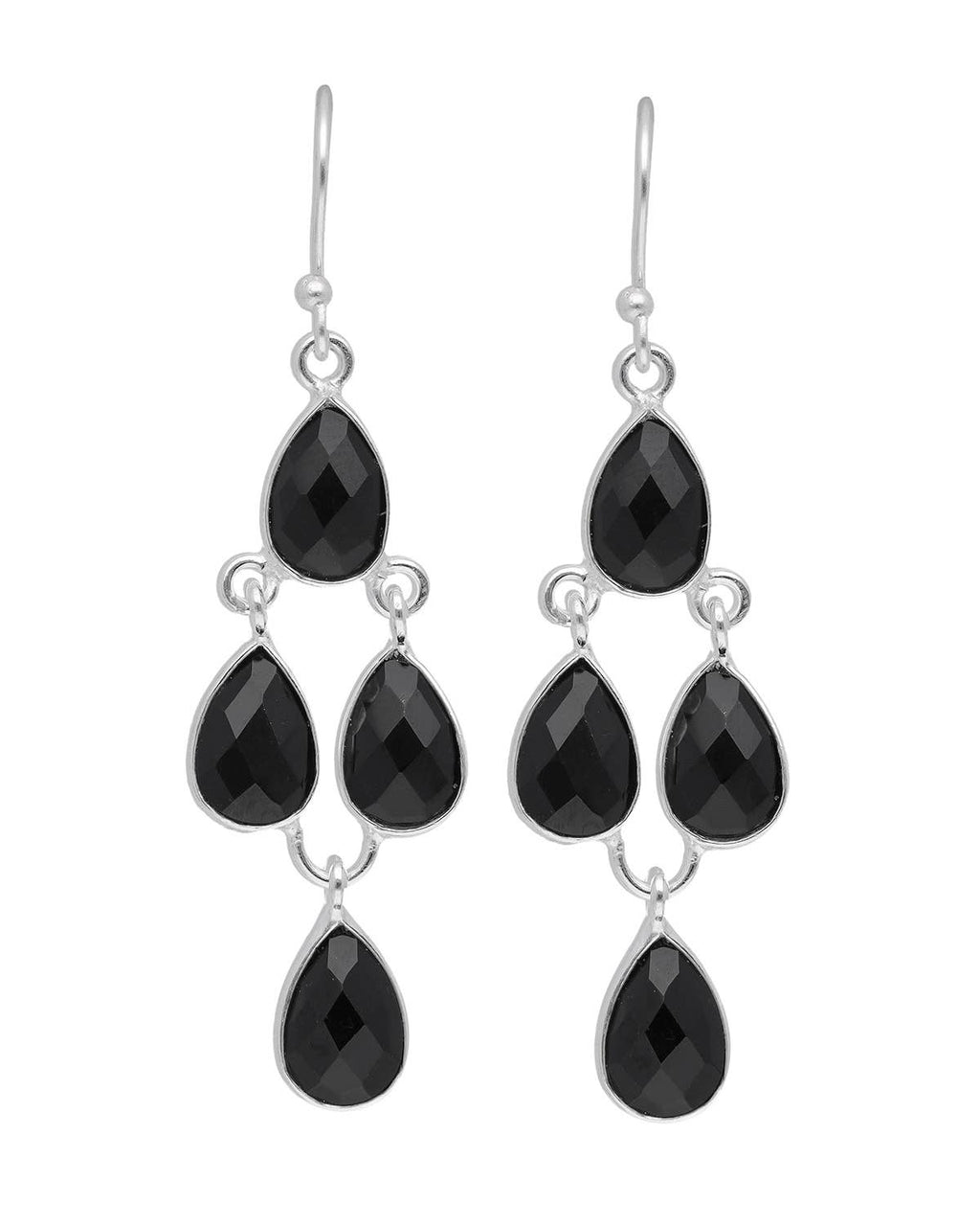 Black Onyx Solid 925 Sterling Silver Dangle Earrings Jewelry