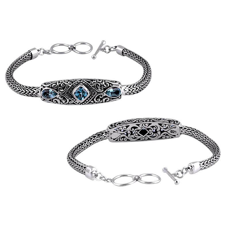 Sterling Silver Blue Topaz Toggle Bracelet – Kamaron Bali