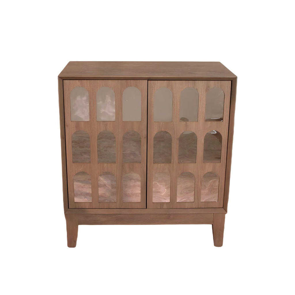 Mid-Century Boho Sideboard Buffet with Doors & Shelves: Default