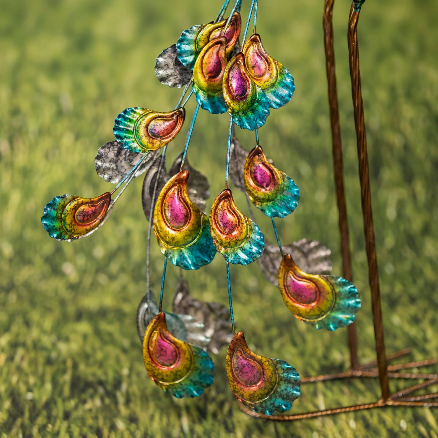 35" Tall Standing Colorful Iron Peacocks in 2 Assorted Style