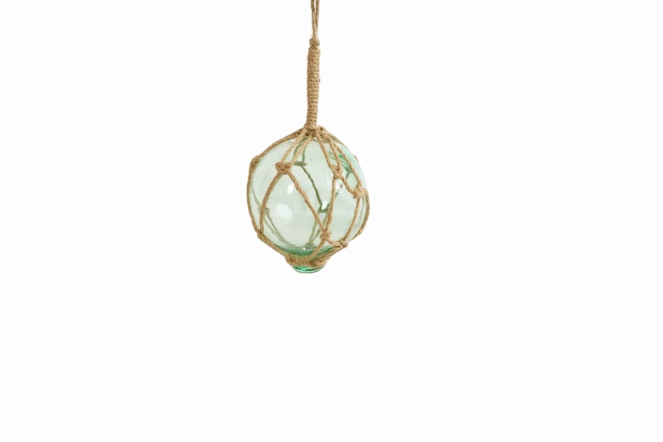Seafoam Green Japanese Glass Ball Fishing Float With Brown N