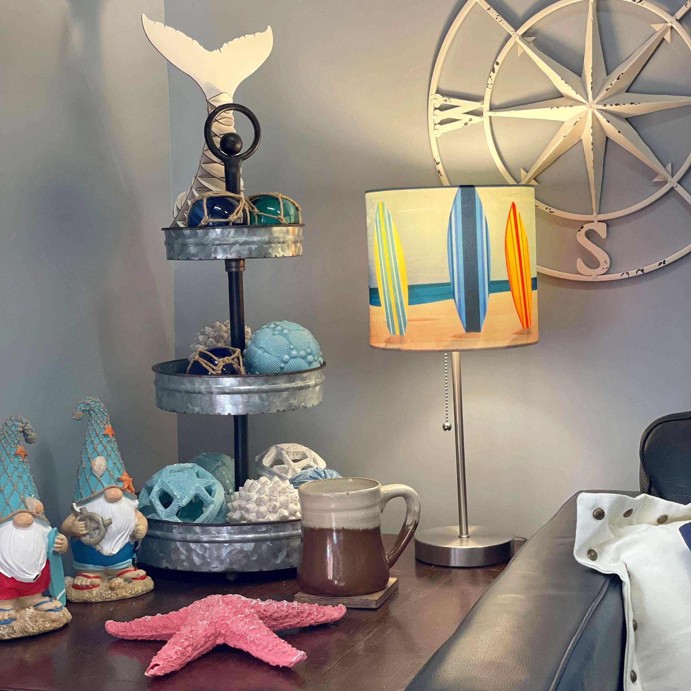 Surfboard Beach Stainless Steel Accent Lamp Decorative Shade