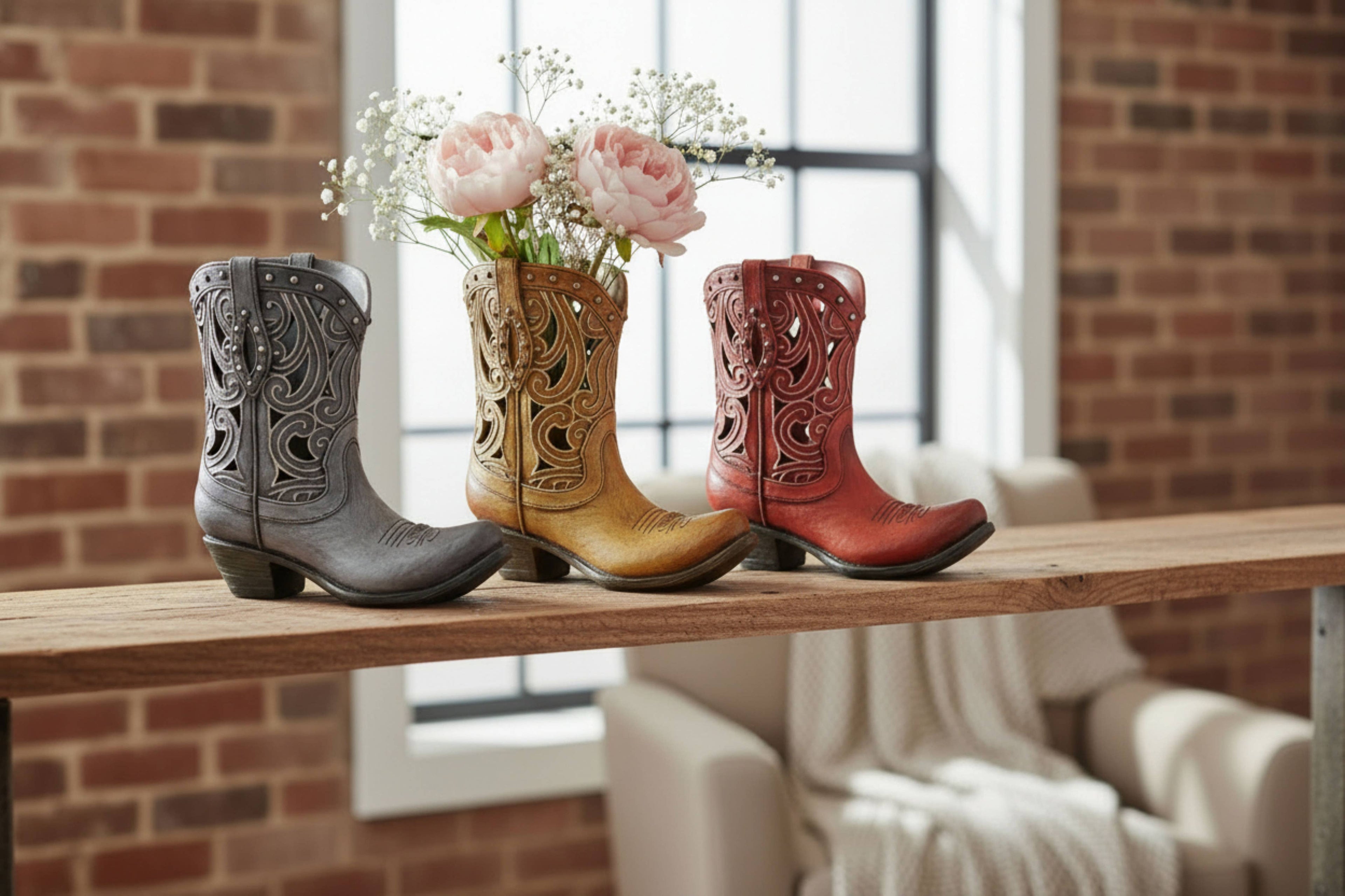 BOOT HOLLOWED SCROLLS 3 ASST / 3PCS SET