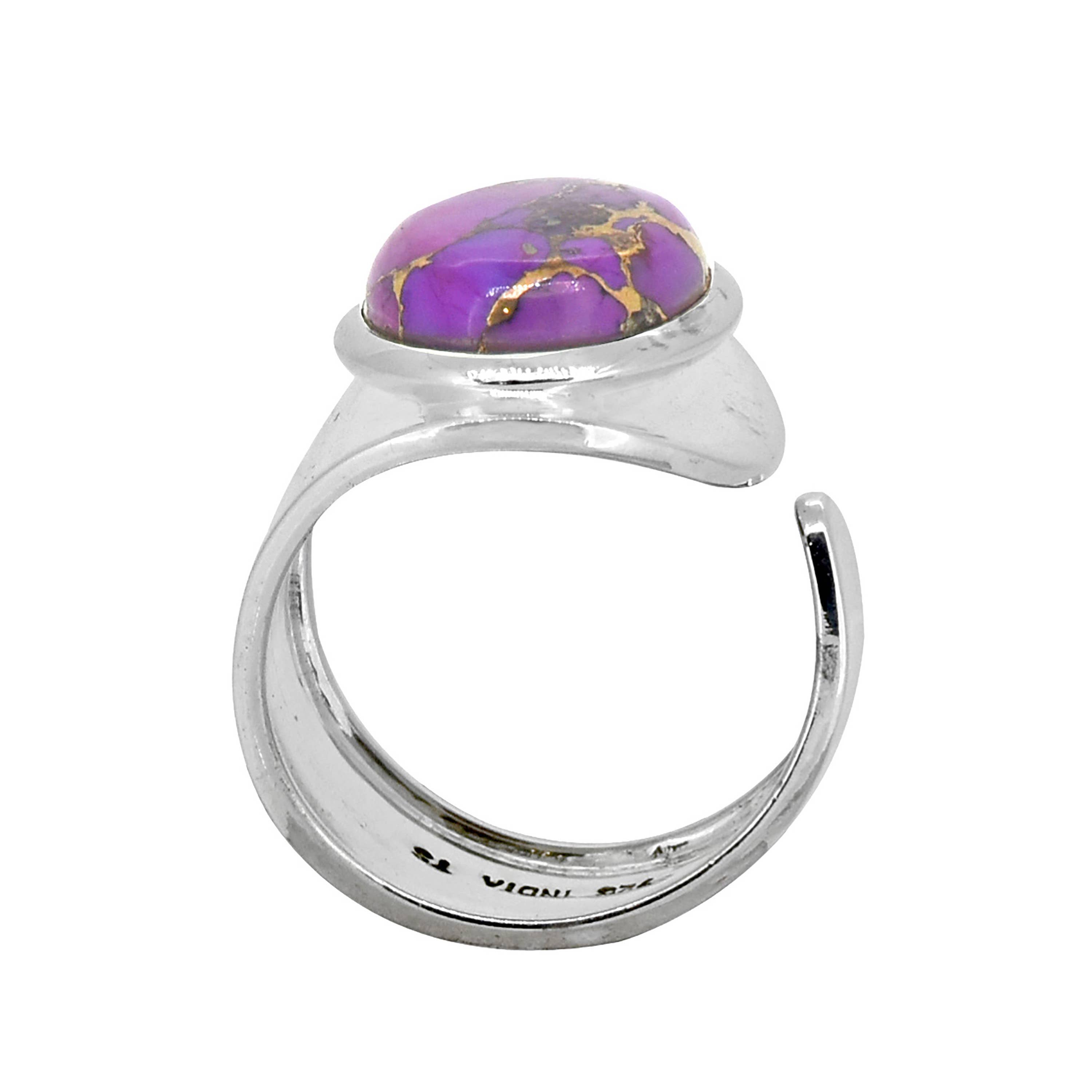 Sterling Silver Purple Copper Turquoise Gemstone Ring: 6