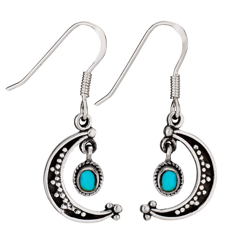 Over the Moon Turquoise Sterling Silver Earrings: Turquoise / Sterling silver / Eclectic