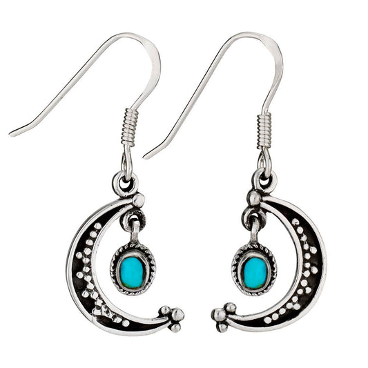 Over the Moon Turquoise Sterling Silver Earrings: Turquoise / Sterling silver / Eclectic