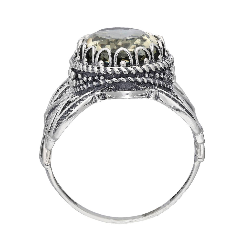 Sterling Silver Prasiolite Statement Verdant Lace Ring: 8