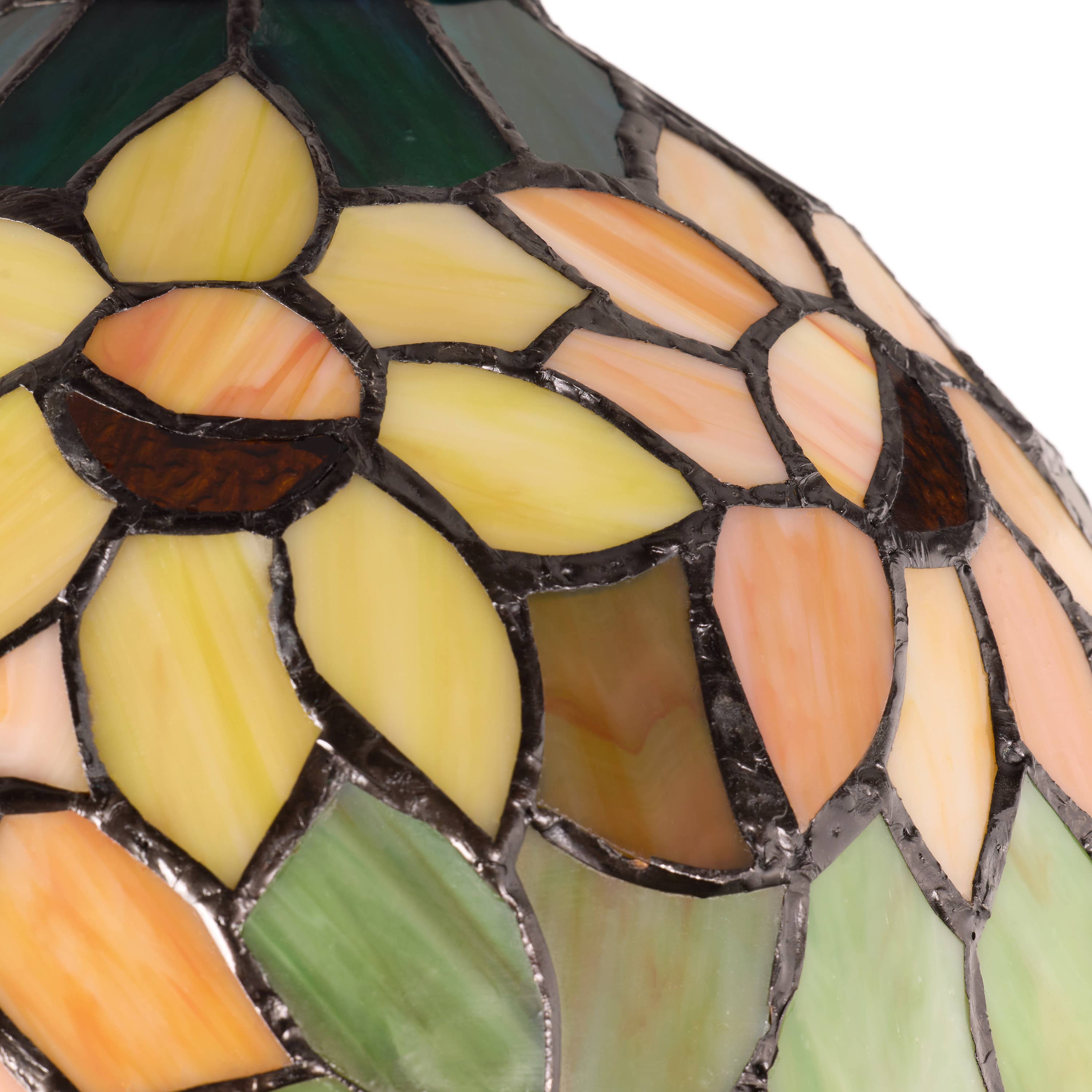 10"W Yellow Sunflowers Stained Glass Dome Shade Pendant