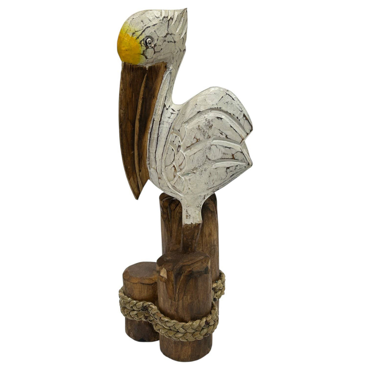 White Pelican Standing - On 3 Logs-N-1393-WHT