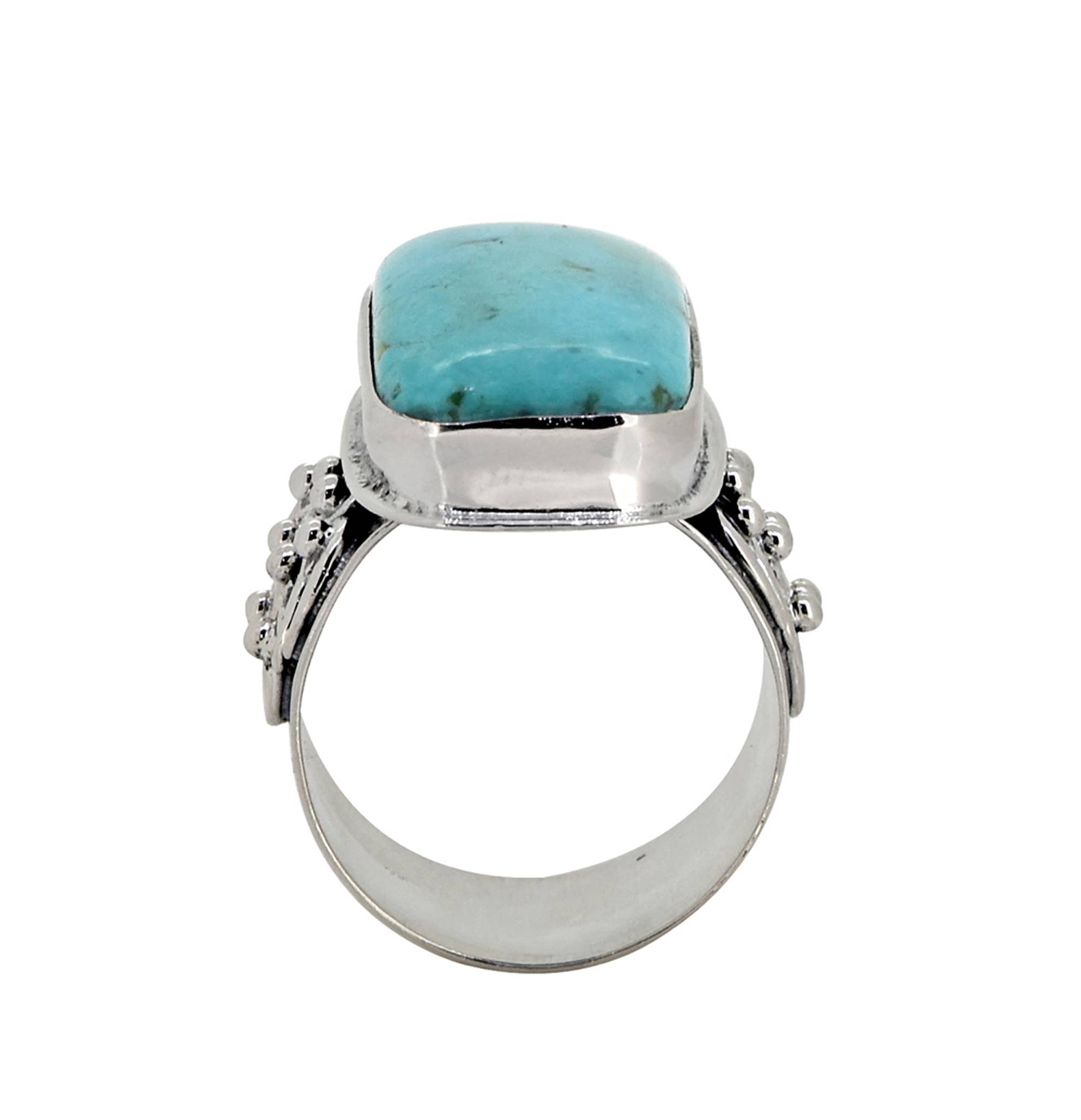 925 Sterling Silver Blue Mohave Turquoise Bohemian Rings: 10