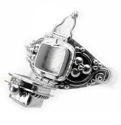 Sterling Silver Square Gemstone Poison Box Locket Ring: Citrine / 6