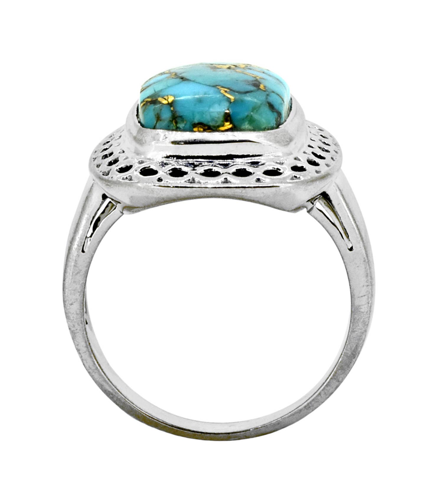 Blue Copper Turquoise 925 Sterling Silver Gemstone Ring: 6