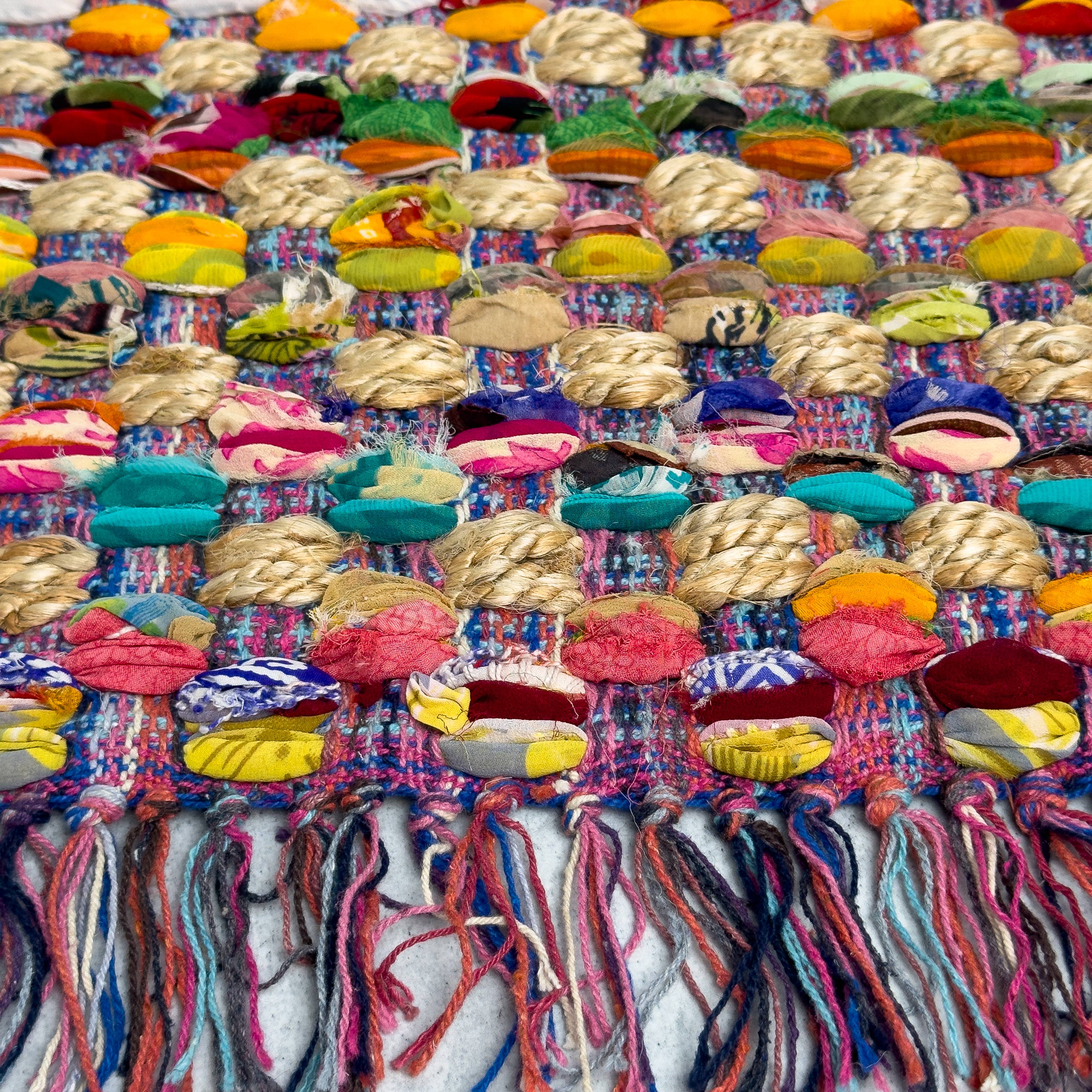 Colorful Jute Rug with Fringe