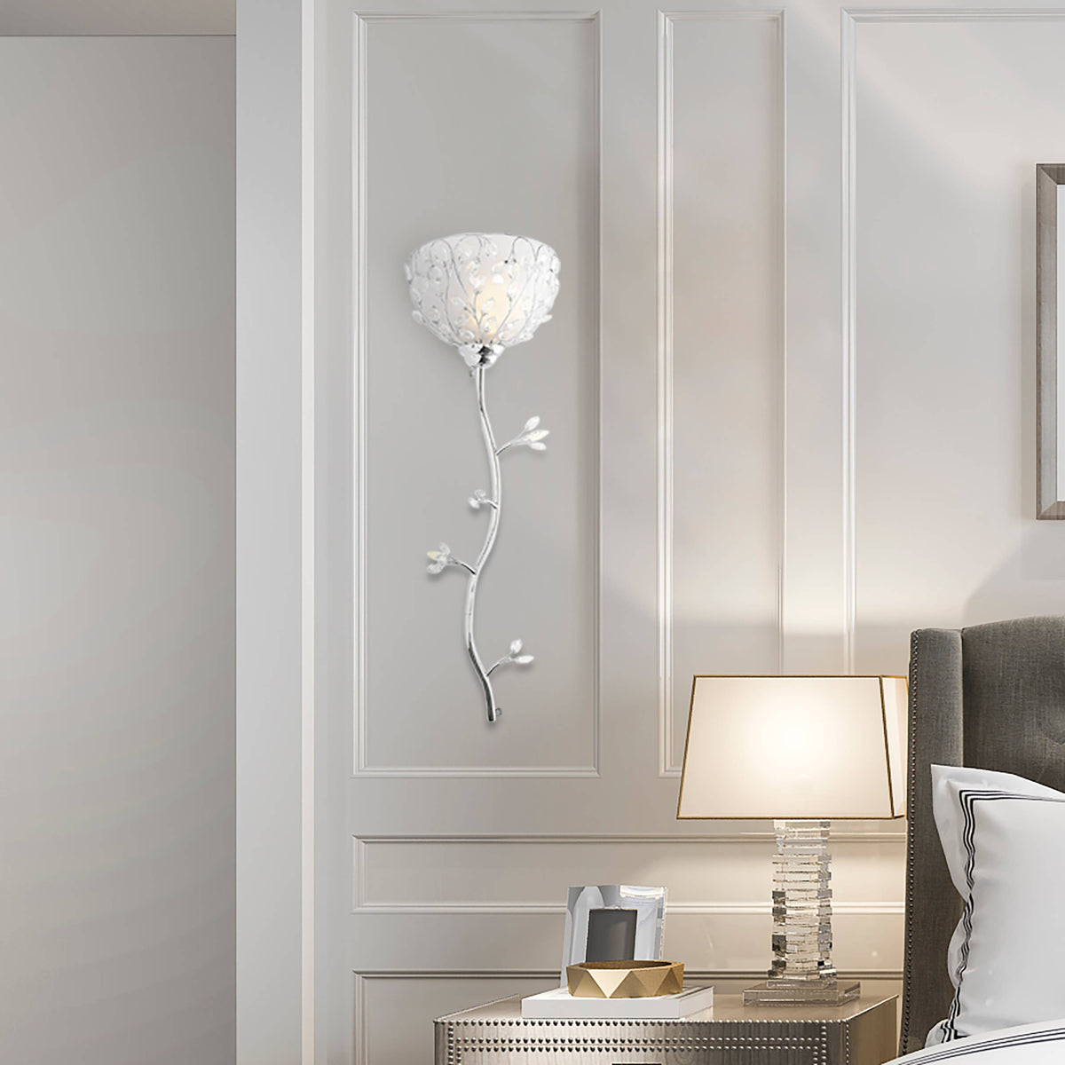 38.5" Crystal Glass LED Cordless Wall Sconce
