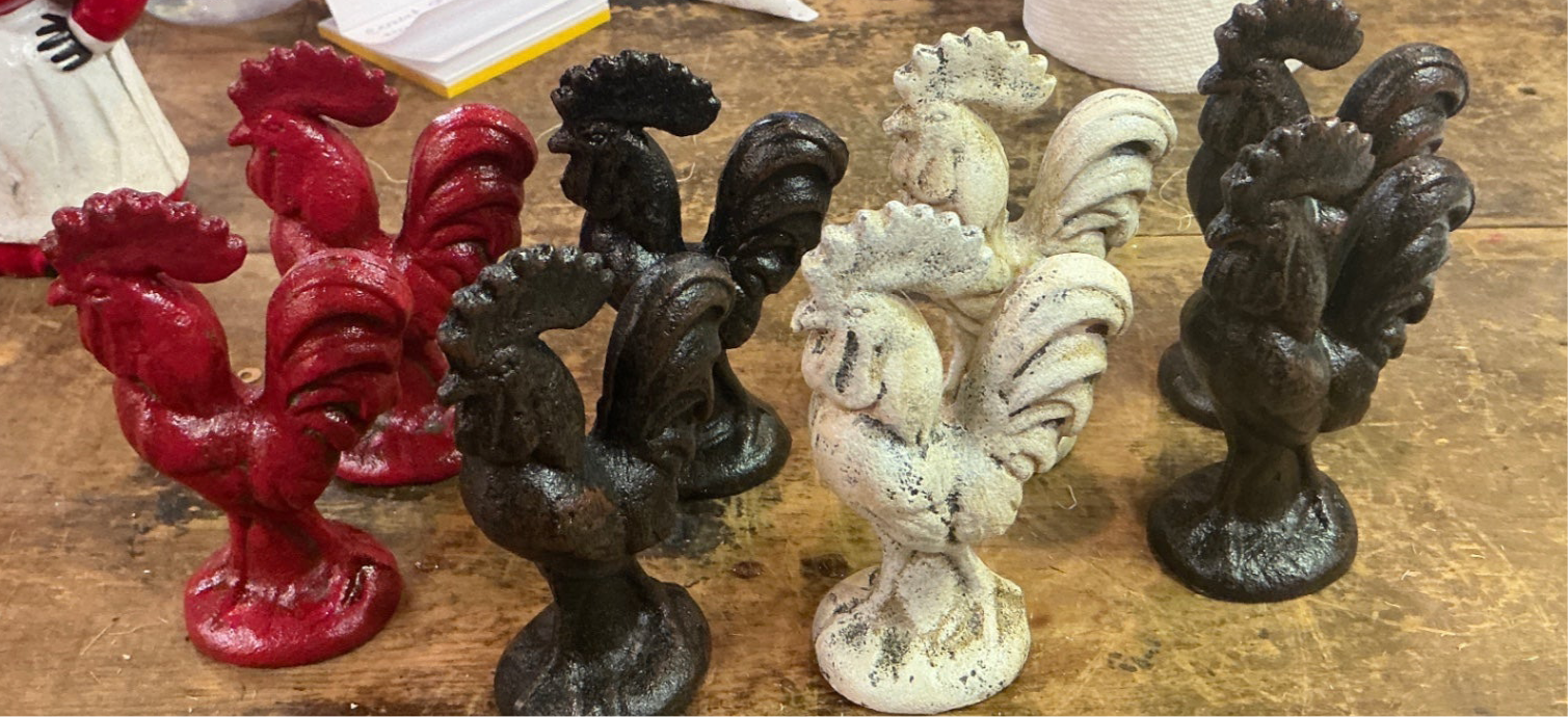 Figurine Red, Black, White Possibly ceramic or resin