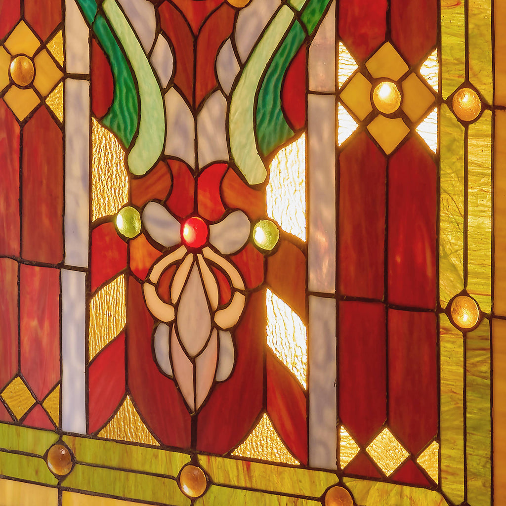 44" Fleur de Lis Stained Glass Fireplace Screen