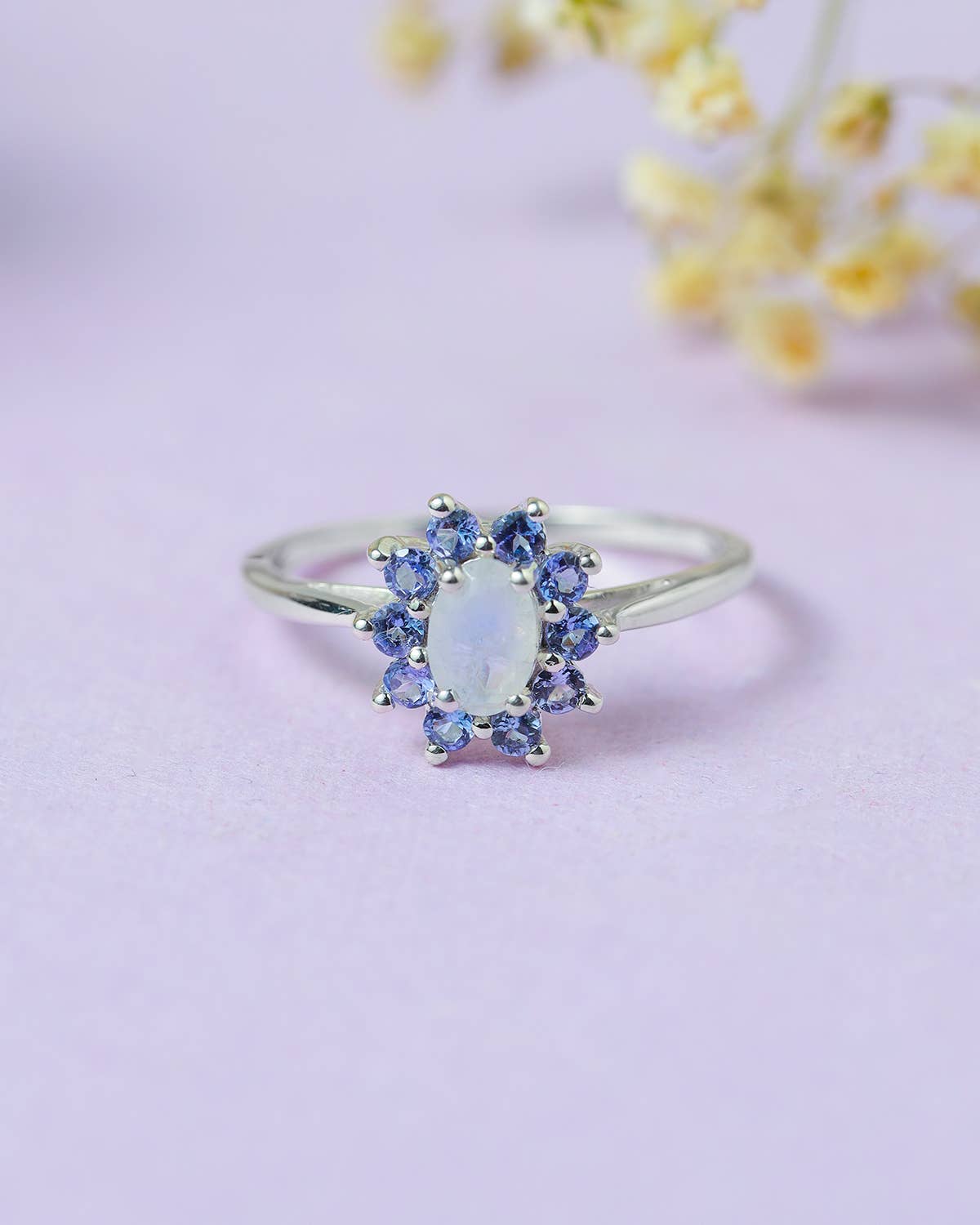 10K White Gold Rainbow Moonstone Cloud Ring RLR2528RM: 7