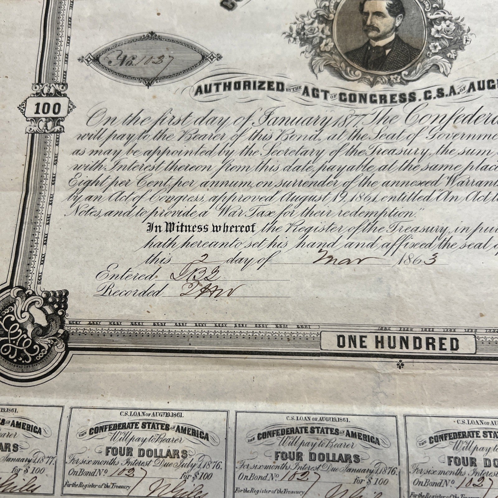 Confederate States Of America $100 