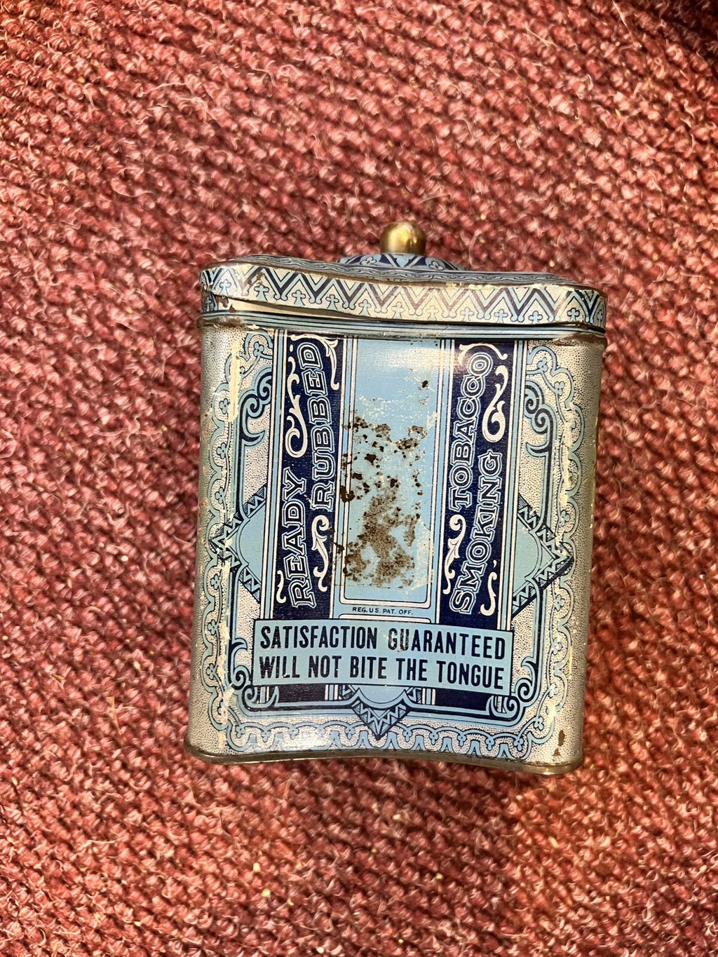 Rare 1910s "Edgeworth" litho hinged knob top humidor tobacco tin, very good cond