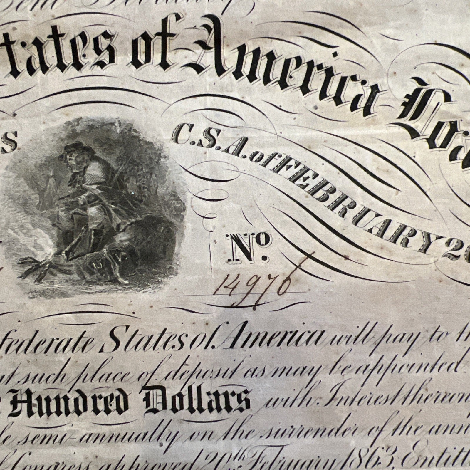 Confederate States Of America Bond $500