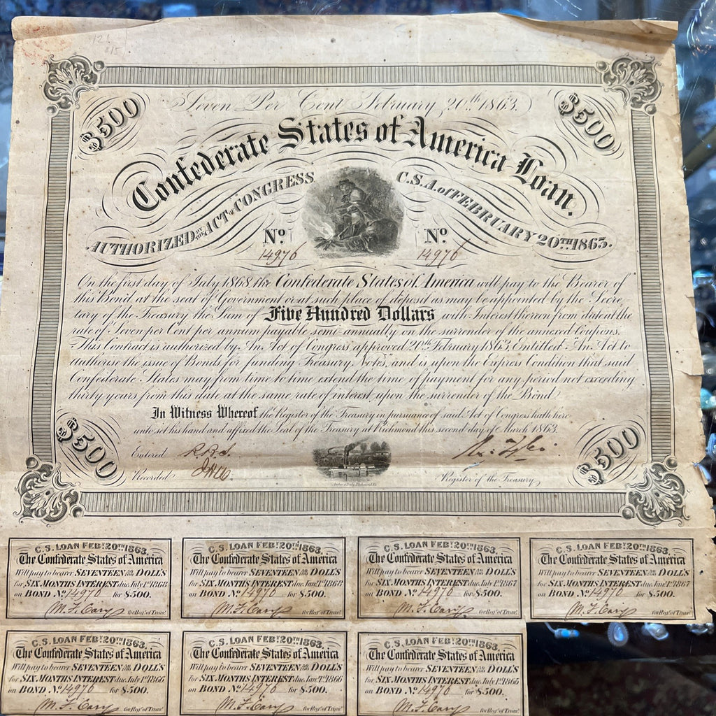 Confederate States Of America Bond $500