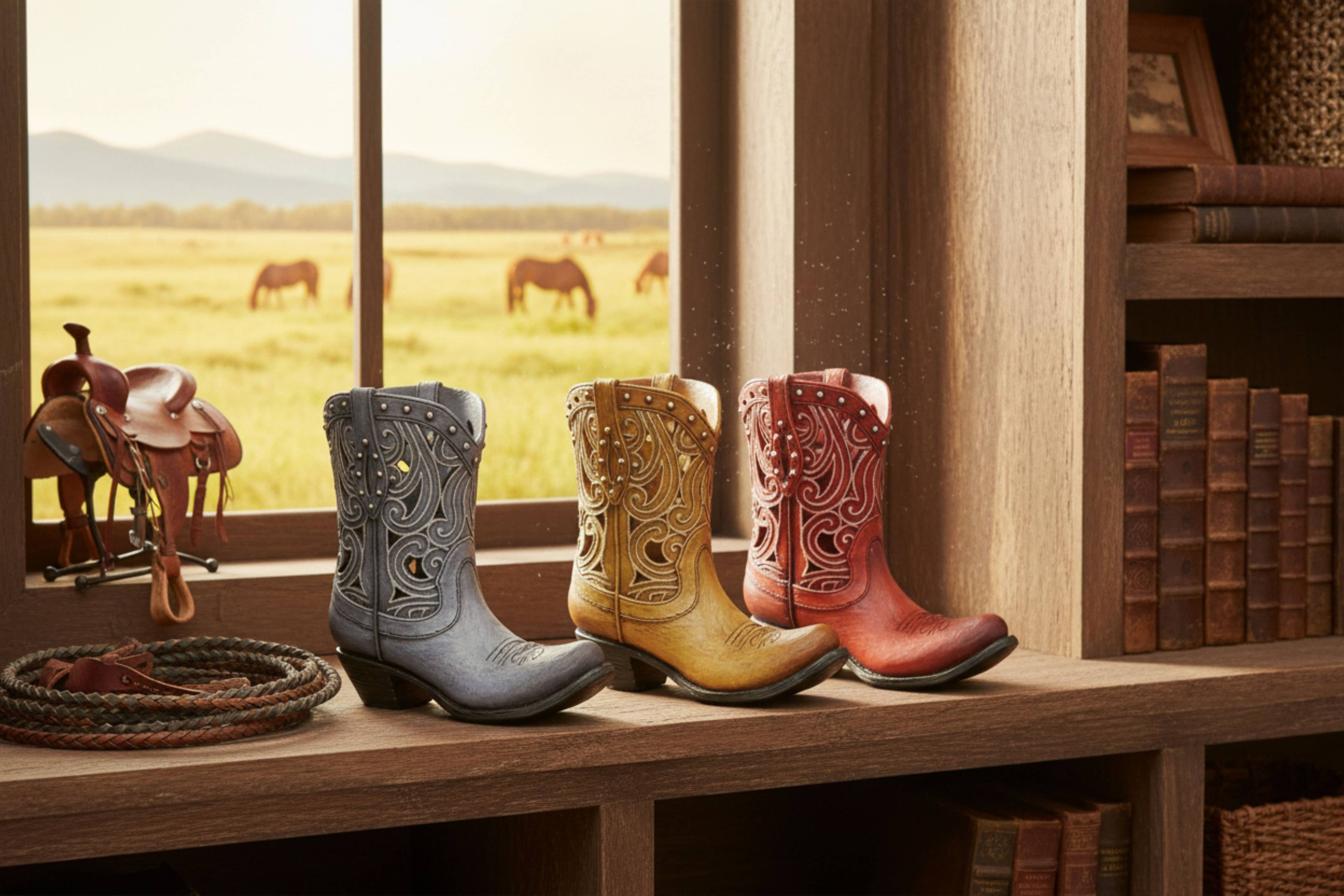 BOOT HOLLOWED SCROLLS 3 ASST / 3PCS SET