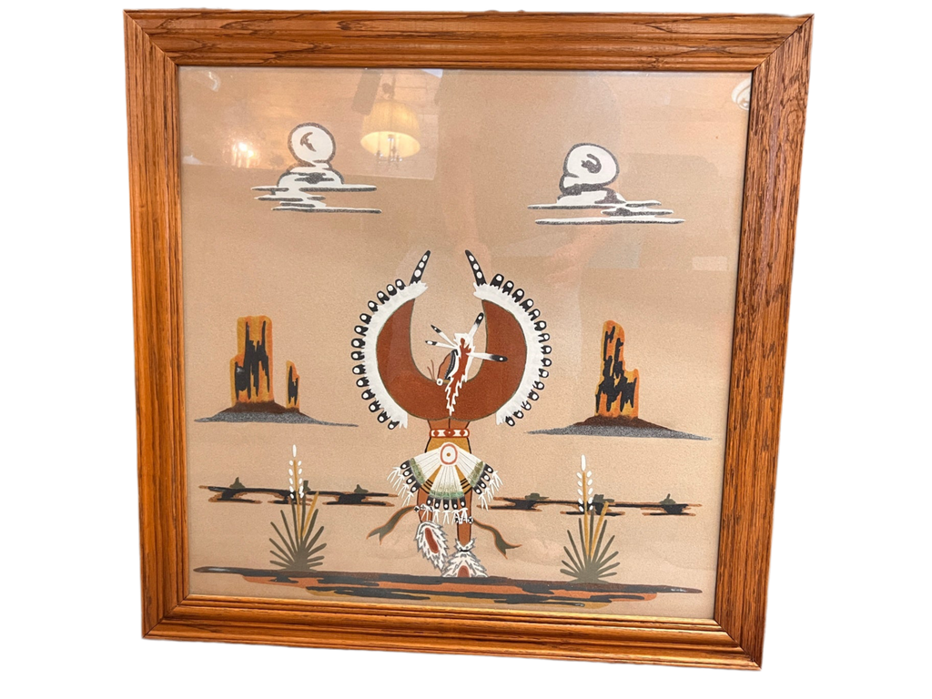 Navajo Sand Painting – Framed (24x24, New Mexico origin)