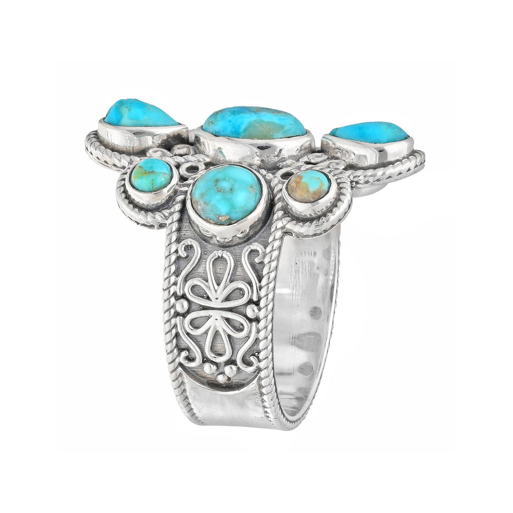Mohave Turquoise Sterling Silver Statement Rings: 7