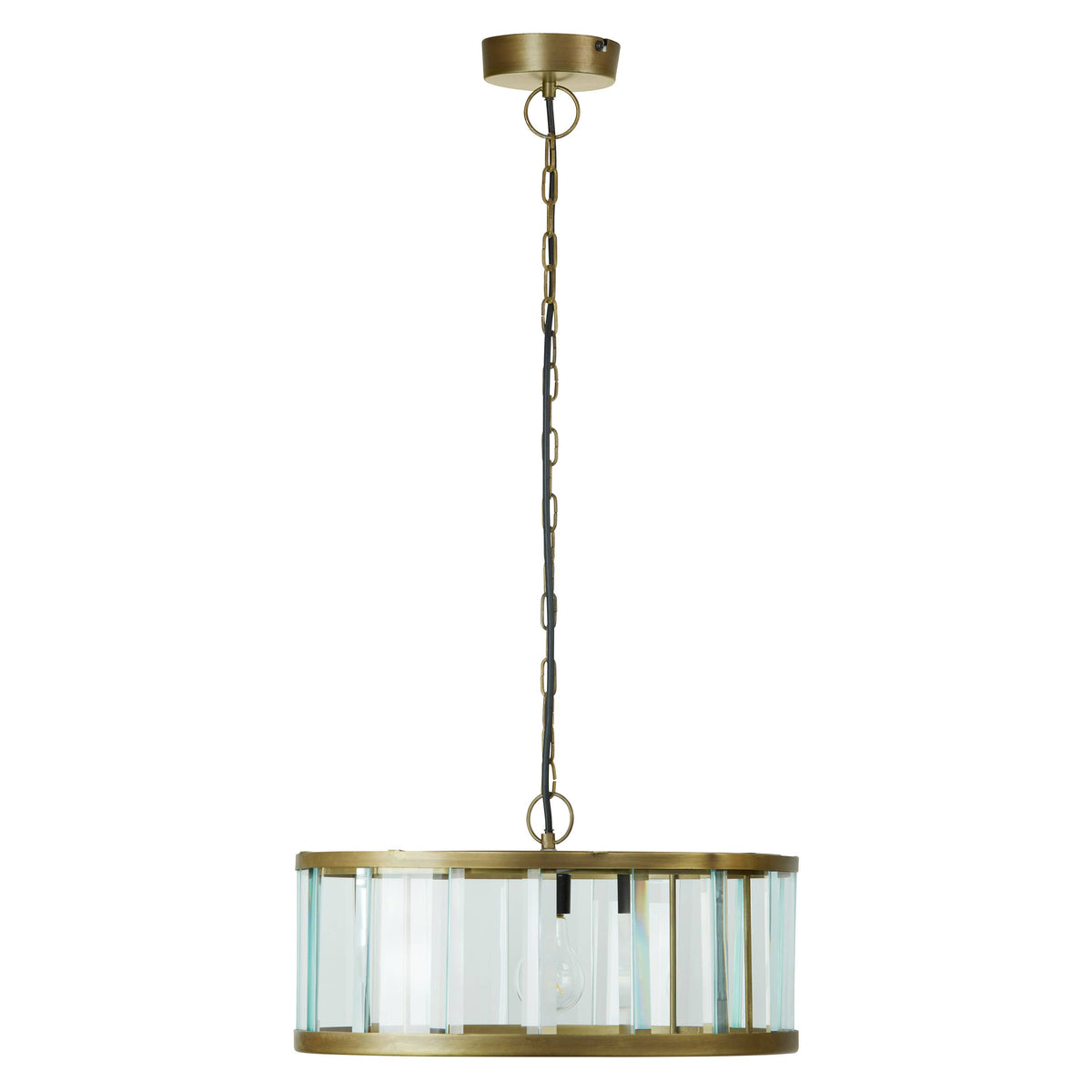 17" Angelina Gold Metal and Beveled Glass Hanging Pendant