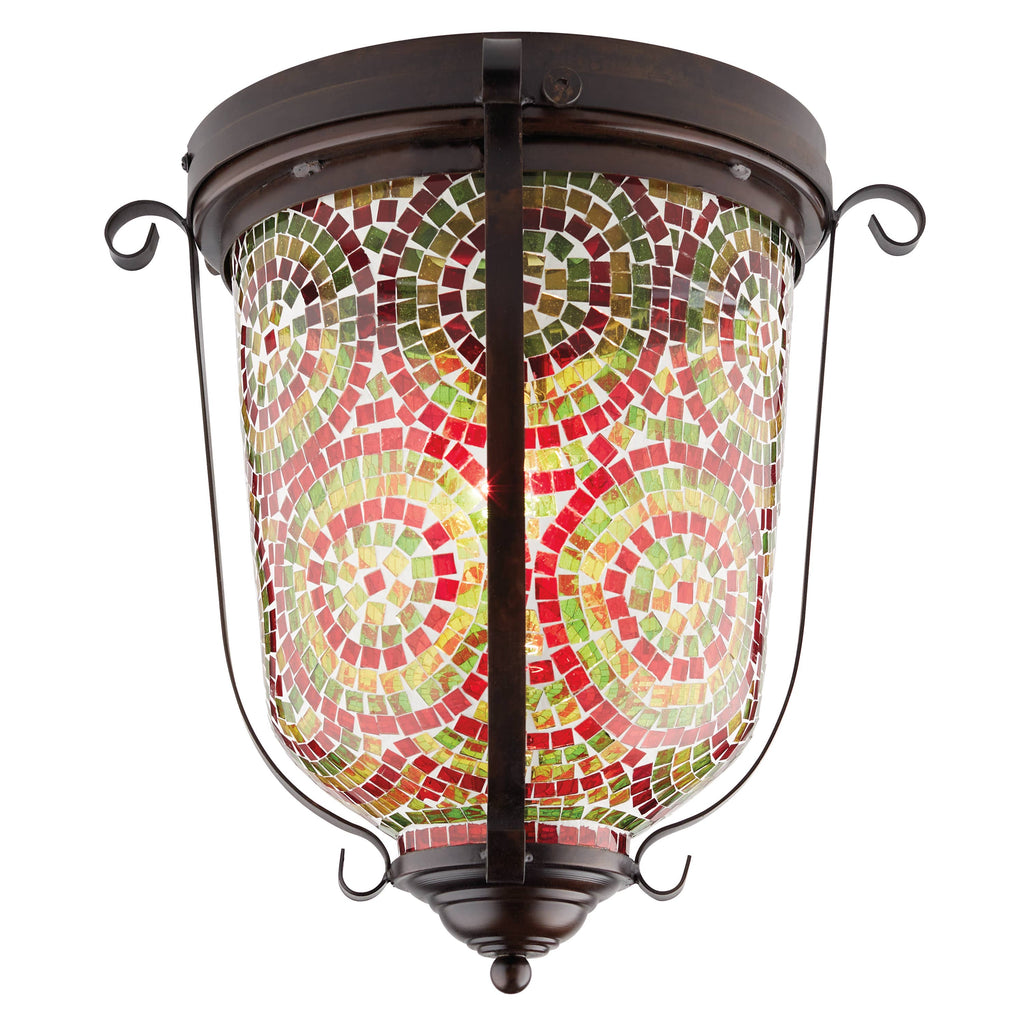 15.5" Anjelica Bullet-Shaped Red & Green Glass Ceiling Light