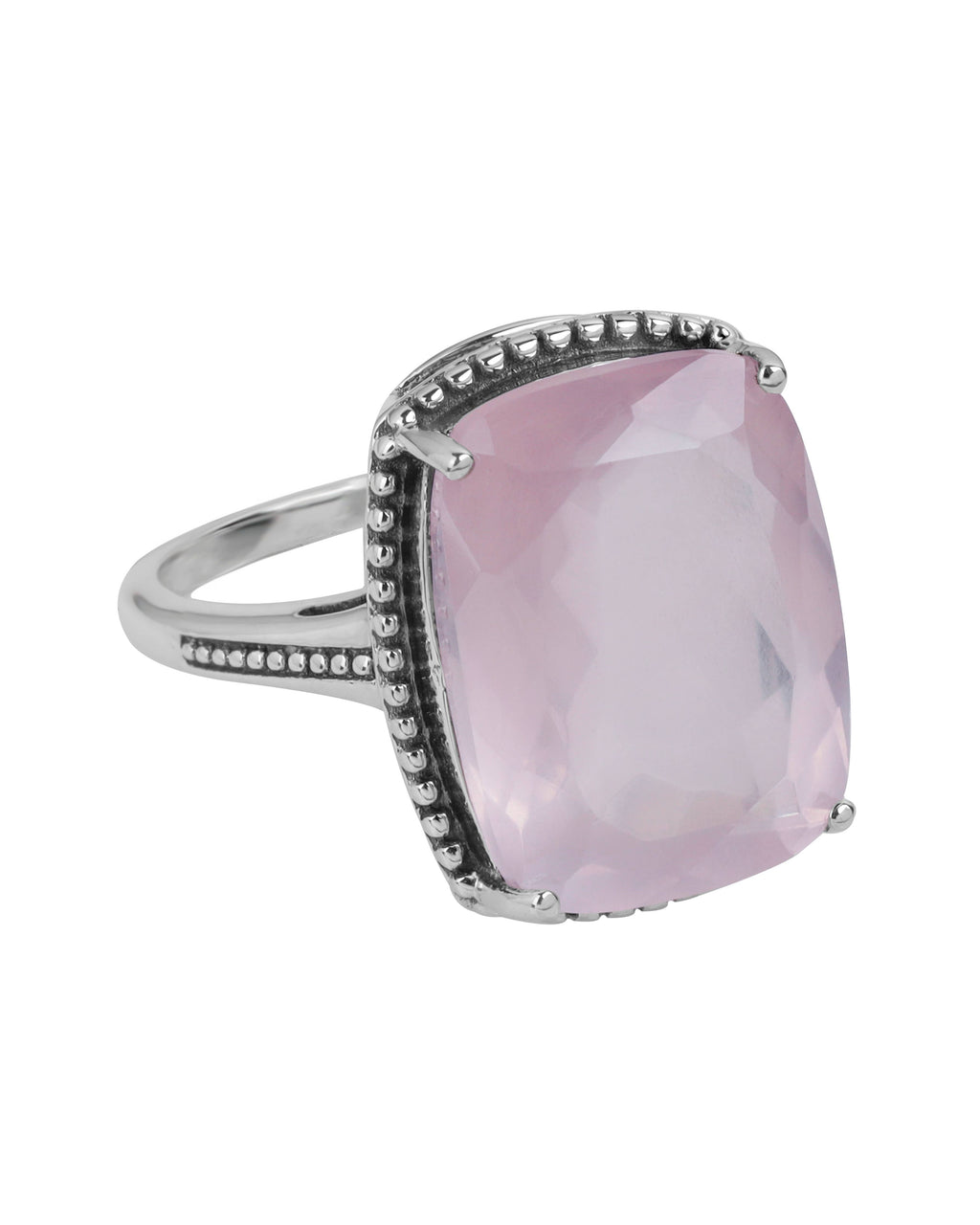 925 Silver Roselight Empress Ring with Rose Quartz Gemstone: 9