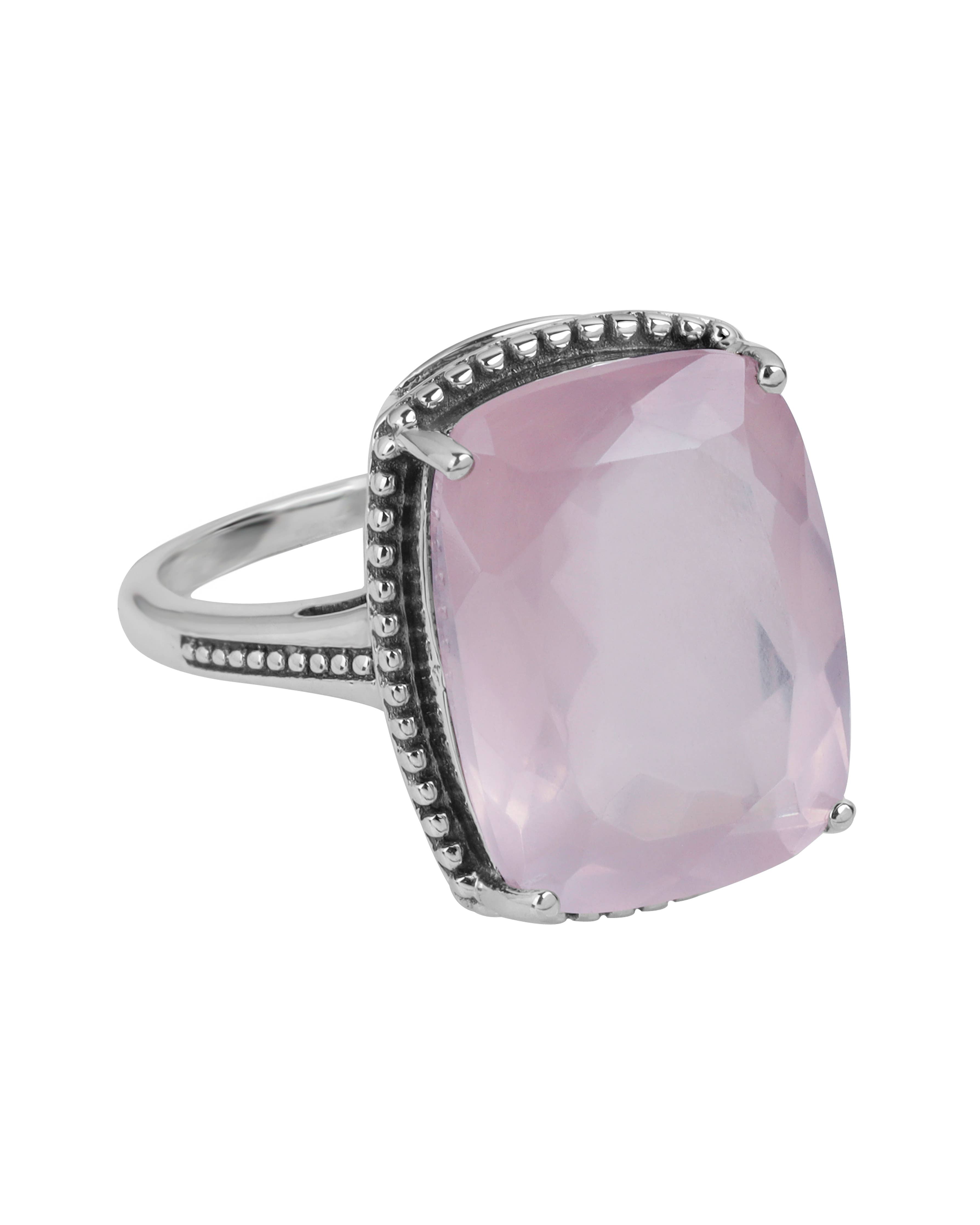 925 Silver Roselight Empress Ring with Rose Quartz Gemstone: 9