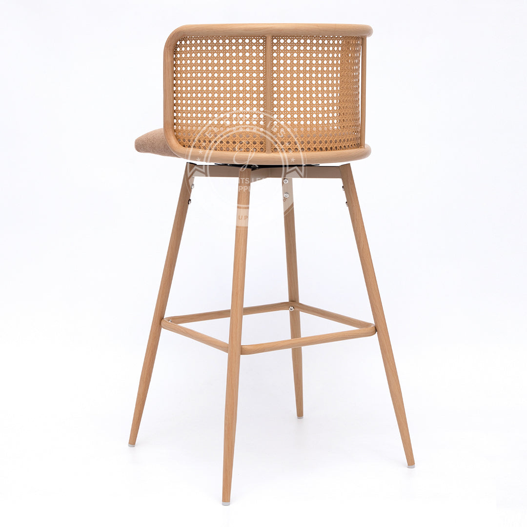 IMLIL Brown Rattan Swivel Barstool