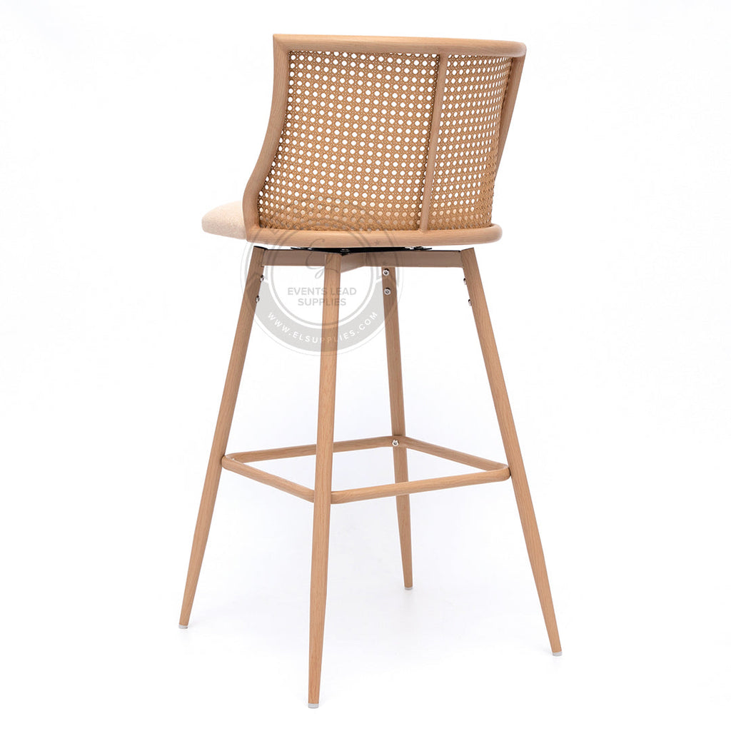 ASILAH Beige Rattan Swivel Barstool