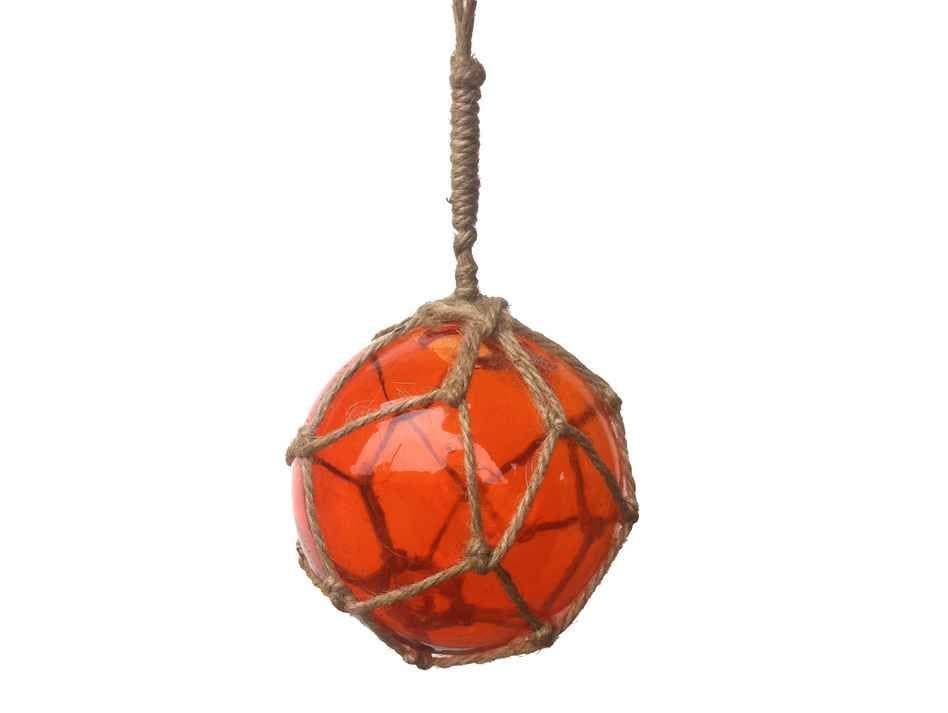 Orange Japanese Glass Ball Fishing Float Decoration Christmas Ornament 4"