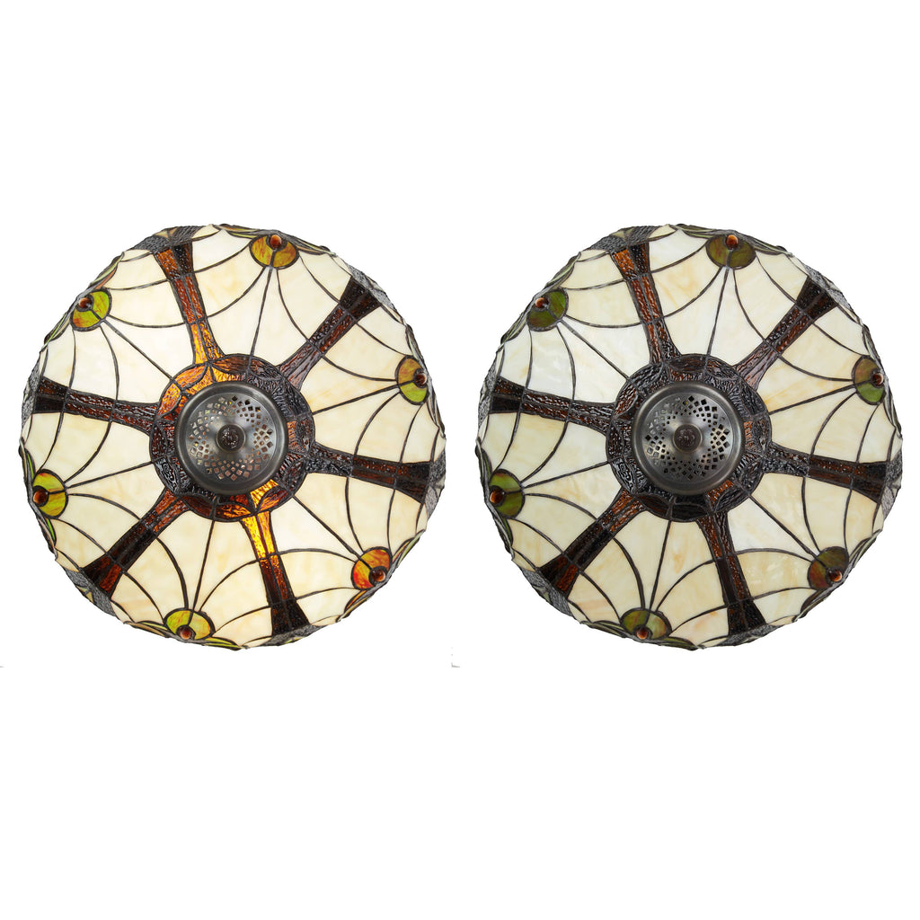 24.5" Halston Amber Double Lit Stained Glass Table Lamp