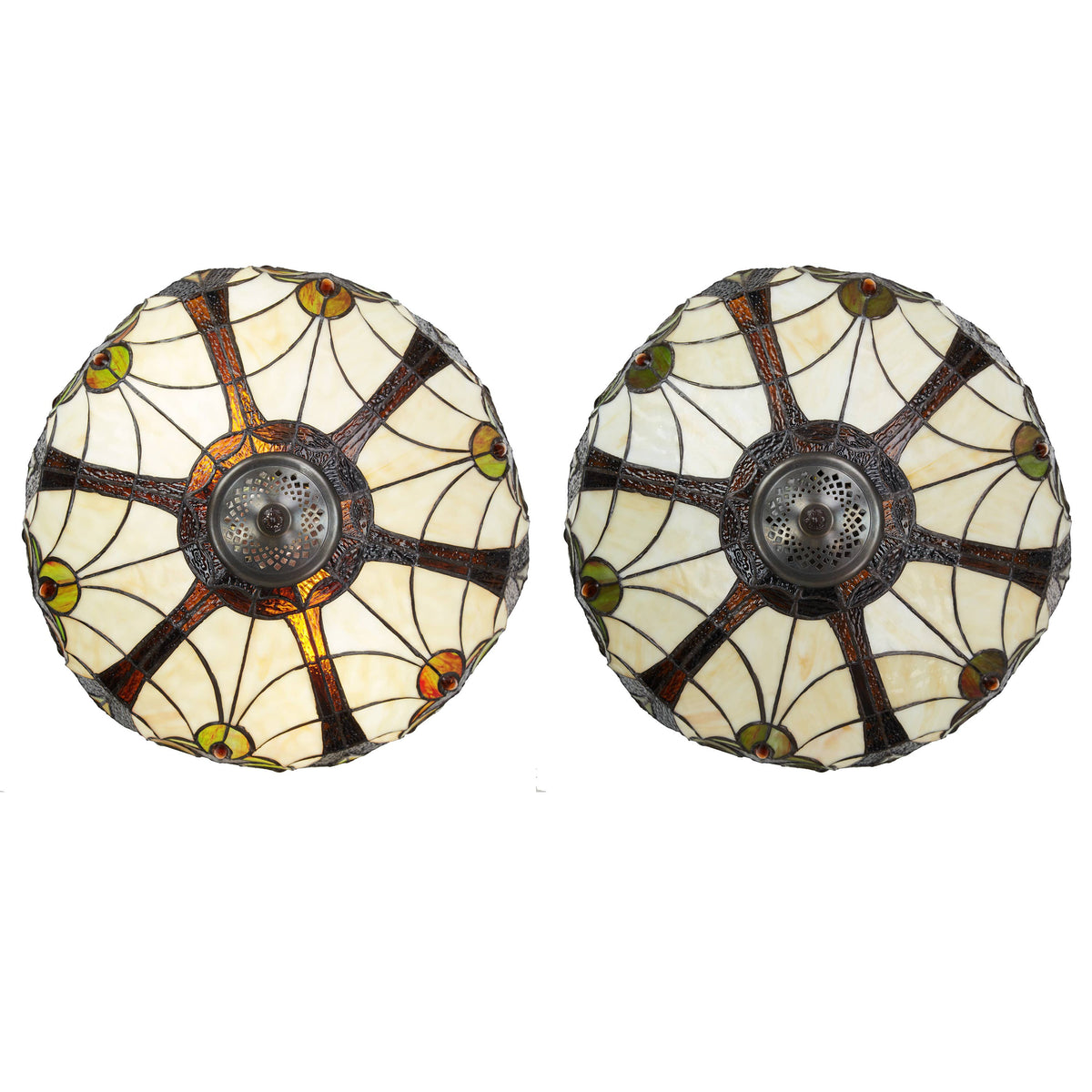 24.5" Halston Amber Double Lit Stained Glass Table Lamp